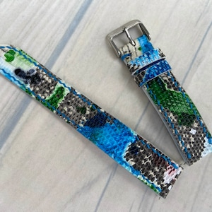26mm 24mm 22mm 21mm 20mm 19mm 18mm 16mm Flower Lizard leather watch strap band, leather wrist watch band, handmade watch strap bracelet