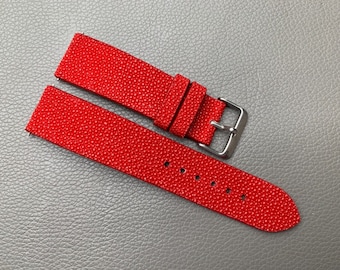 Red Stingray leather watch strap band, Handmade Watch Strap Band Match All Watches, Custom Watch Strap Band 26mm 24mm 22mm 20mm 18mm 16mm