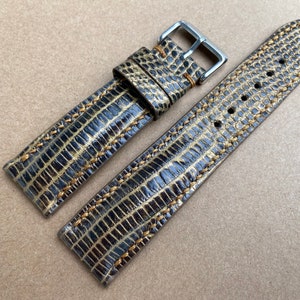 26mm 24mm 22mm 21mm 20mm 19mm 18mm 16mm Bande de bracelet de montre en cuir de lézard gris, bande de montre-bracelet en cuir, bracelet de montre fait à la main