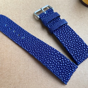 Navy Blue Genuine Stingray leather watch strap band, leather watch strap, handmade watch strap band, Custom Strap