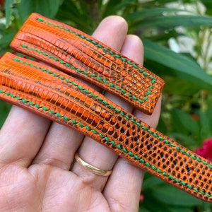 ORANGE Äkta ÖDLAN läderarmband, läderarmband, handgjort klockarmband, Anpassat armband 26 mm 24 mm 22 mm 20 mm 18 mm 16 mm