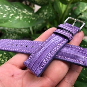 26mm/24mm/22mm/20mm/18mm/16mm Purple Genuine lizard leather watch strap band, leather wrist watch band, handmade watch strap bracelet