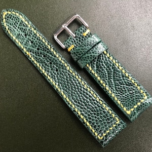 26mm/24mm/22mm/20mm/18mm/16mm Green Genuine ostrich leather watch strap band, leather wrist watch band, handmade watch strap bracelet