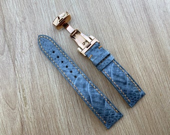 Gray Leg Ostrich leather watch strap band, Handmade Watch Strap Band Match All Watches, Custom Watch Strap Band 26mm 24mm 22mm 20mm...