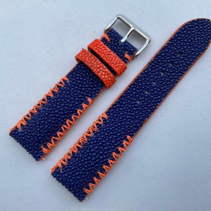 Navy Blue Genuine Stingray leather watch strap band, leather watch strap, handmade watch strap band