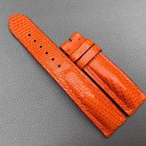Orange äkta LIZARD läderarmband, läderarmband, handgjort klockarmband, anpassat armband