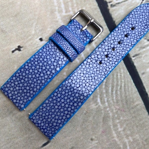 Blue Genuine Stingray leather watch strap band, leather watch strap, handmade watch strap band, Custom Strap