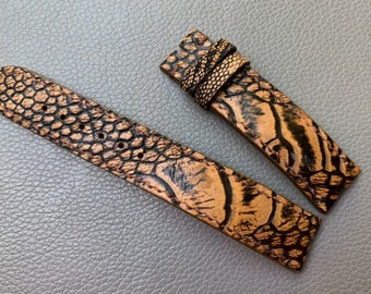 Brown Leg Ostrich Leather Watch Strap Band, Handmade Watch Strap Band Match All Watches, Custom Watch Strap Band 26mm 24mm 22mm 20mm, 18mm