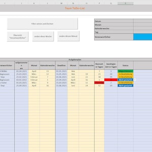 Team ToDo List Excel German