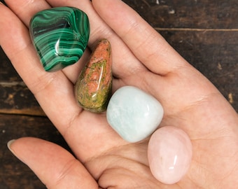 Kit de Cristais de Cura para o Chakra Cardíaco - Conjunto de Chakra Cardíaco - Presentes de Yoga - Pedras Preciosas para o Chakra Cardíaco - Presentes Espirituais