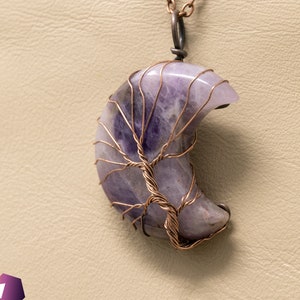 Amethyst Crescent Moon Necklace - Amethyst Crystal Pendant Crystal Gifts - Healing Crystals Moon Pendant