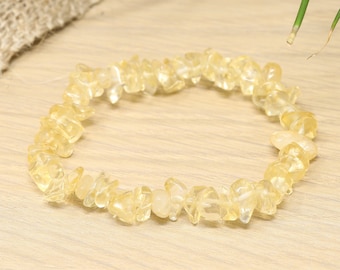 Natural Citrine Chip Bracelet: Elastic Gemstone Jewelry