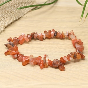 Carnelian Chip Bracelet - Elastic Carnelian Crystal Bracelet - Gemstone Bracelet Crystal Gifts