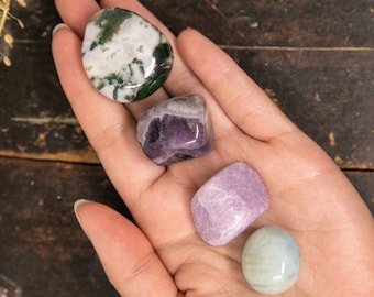 Immune Booster Crystal Kit - Healing Crystals Wellness Gift - Polished Gemstones Crystal Healing Self Care Gift