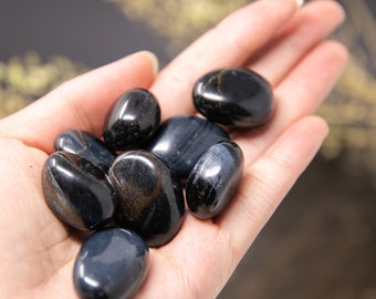 Blue Tigers Eye Tumbled Stone - Healing Crystals Blue Tigers Eye Pocket Stones - Polished Tigers Eye Gemstone For Crystal Gifts