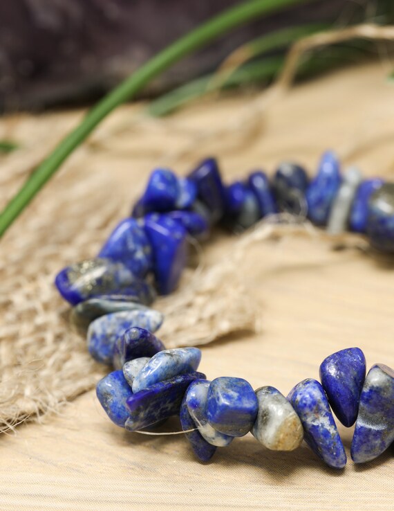 Lapislazuli Armband Aus Polierten Kleinen Nuggets Auf Stretchband, 12,13