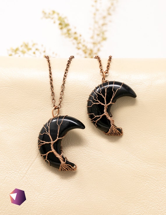 Black agate crystal necklace discount
