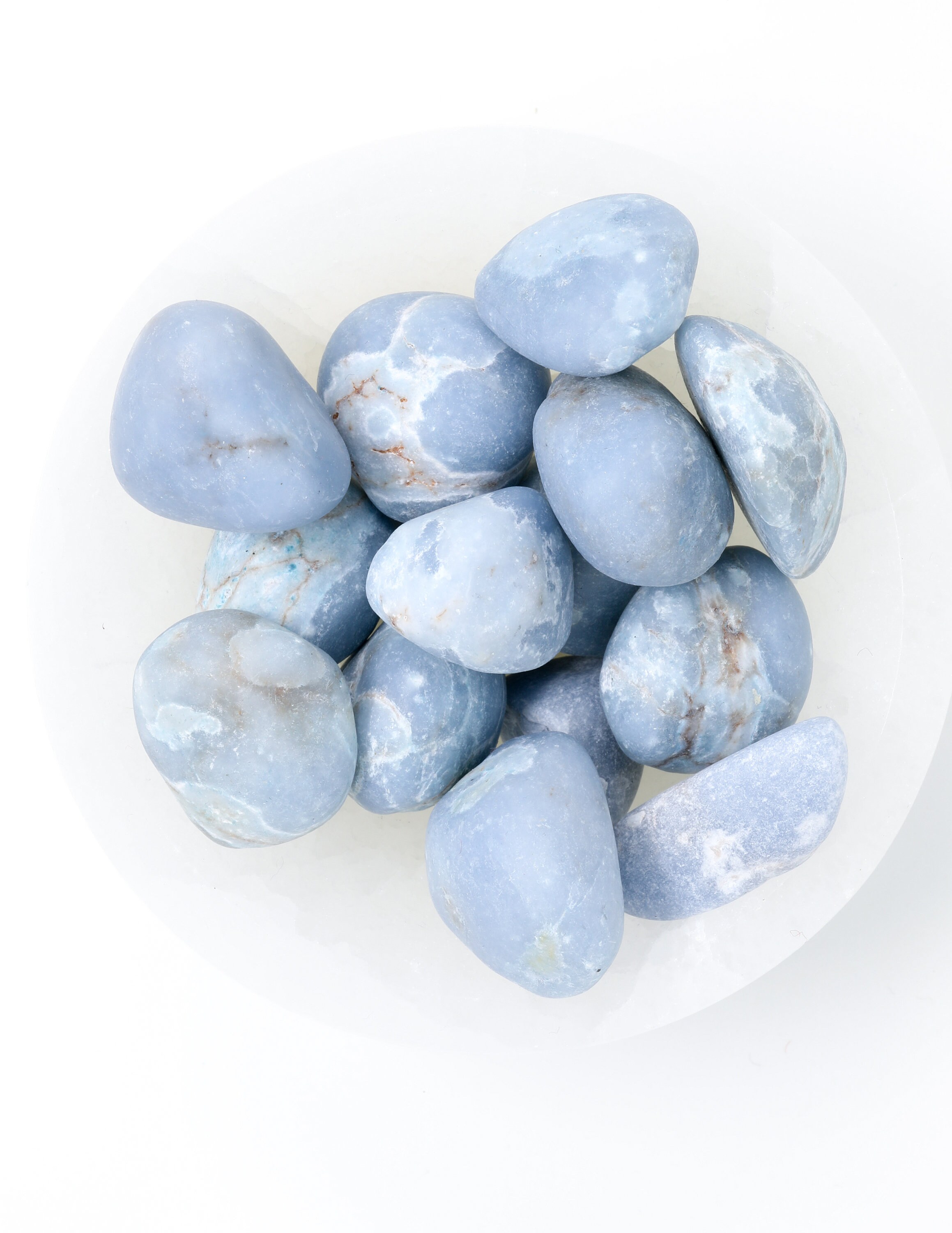 Blue Angelite Tumbled Stone - Healing Crystals Blue Angelite Pocket Stones - Polished Angelite Gemstone For Crystal Gifts