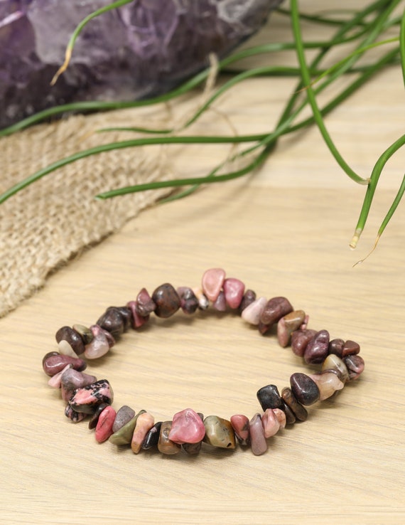 Buy Rhodonite Crystal Chip Bracelet Rhodonite Bracelet Crystal