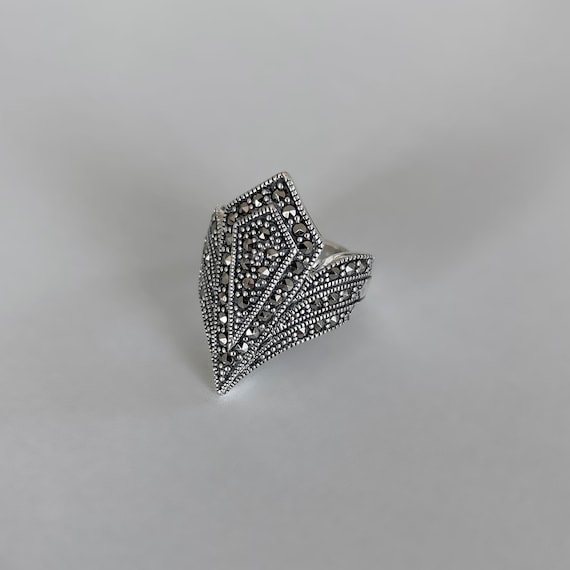 Bague art déco marcassites naturelles - bague en argent massif - vintage style