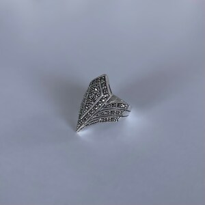 Art Deco-ring med naturliga markasitstenar - sterlingsilverring - vintagestil bild 7