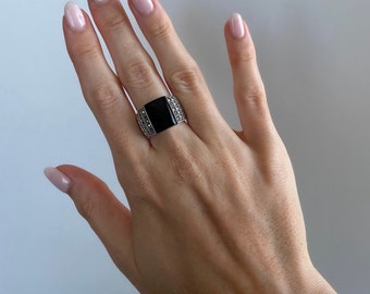 Bague Ancienne Argent Massif 925 - Alliance / Chevalière - Taille 61