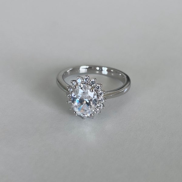 Moissanite ring - solid silver ring - 925 silver - engagement ring