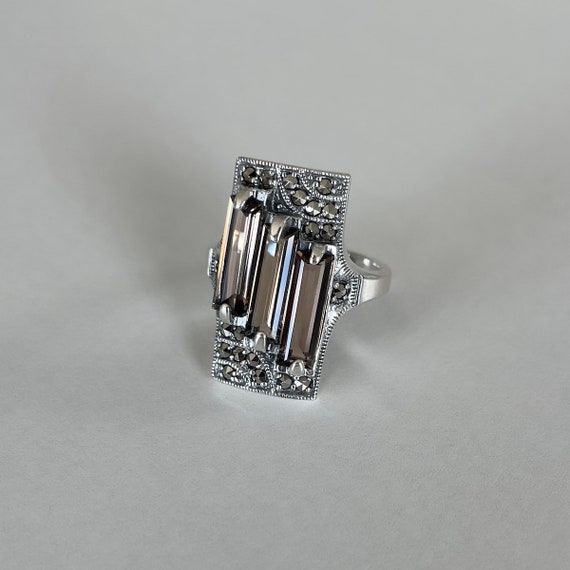 Bague Créateur Imposante Quartz Fumé Et Argent 925 - Magnifique, Neuve Sans Emballage