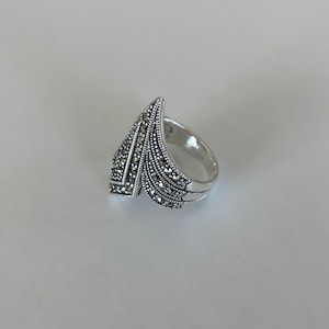 Art Deco-ring med naturliga markasitstenar - sterlingsilverring - vintagestil bild 8
