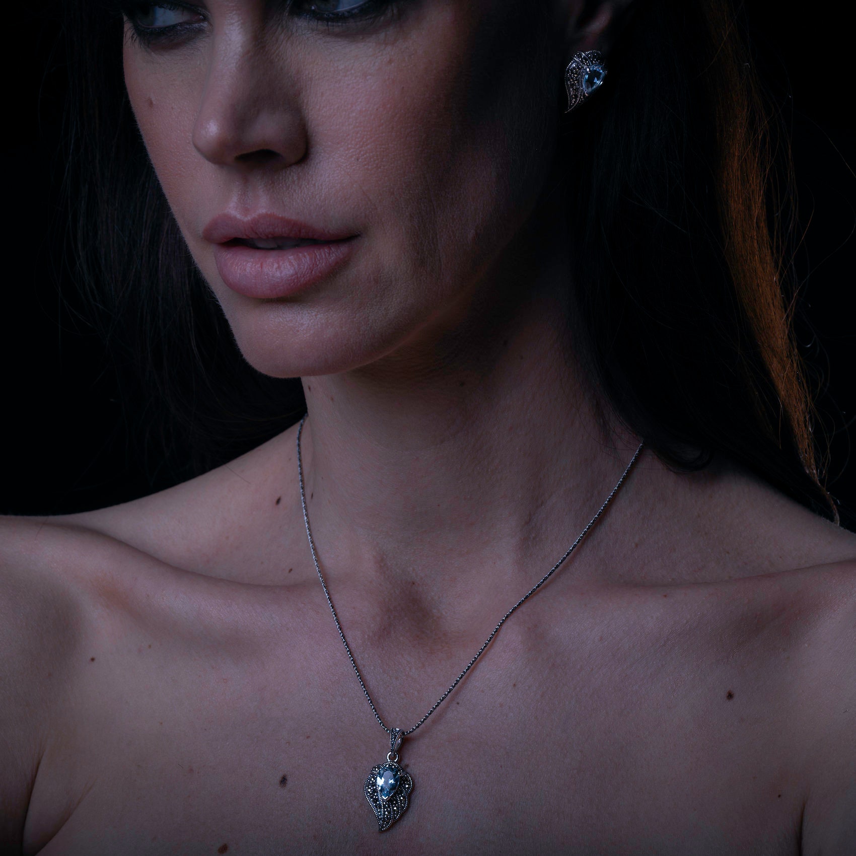 Esse Collar Floral De Marcasita De Plata De Ley Art Nouveau Con
