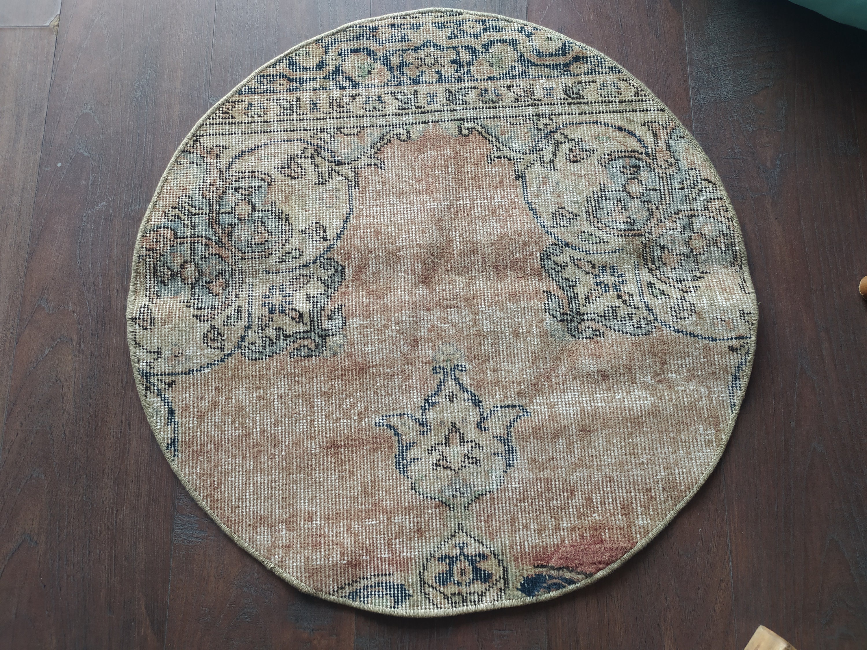 Round rug Home decor rug Vintage anatolian rug Otganic wool Etsy