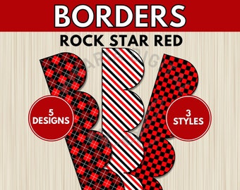 Bulletin Board Borders Classroom Decor Printable, Red Wall Decor for Kids, Rock Music Decor for Wall, Bulletin Board Kit, Homeschool