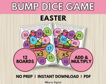 Easter Game for Kids, Kindergarten Math Game, Multiplcation Practice, Math Practice Sheets, Math Center, Multiplication Facts