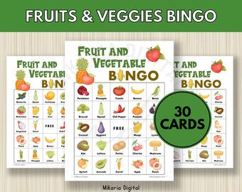 Fruit Bingo Digital Download, Fruit Party Games Printable, Fruit Birthday Party Favors For Kids, Vegetable Bingo Cards, Toddler Matching, M4