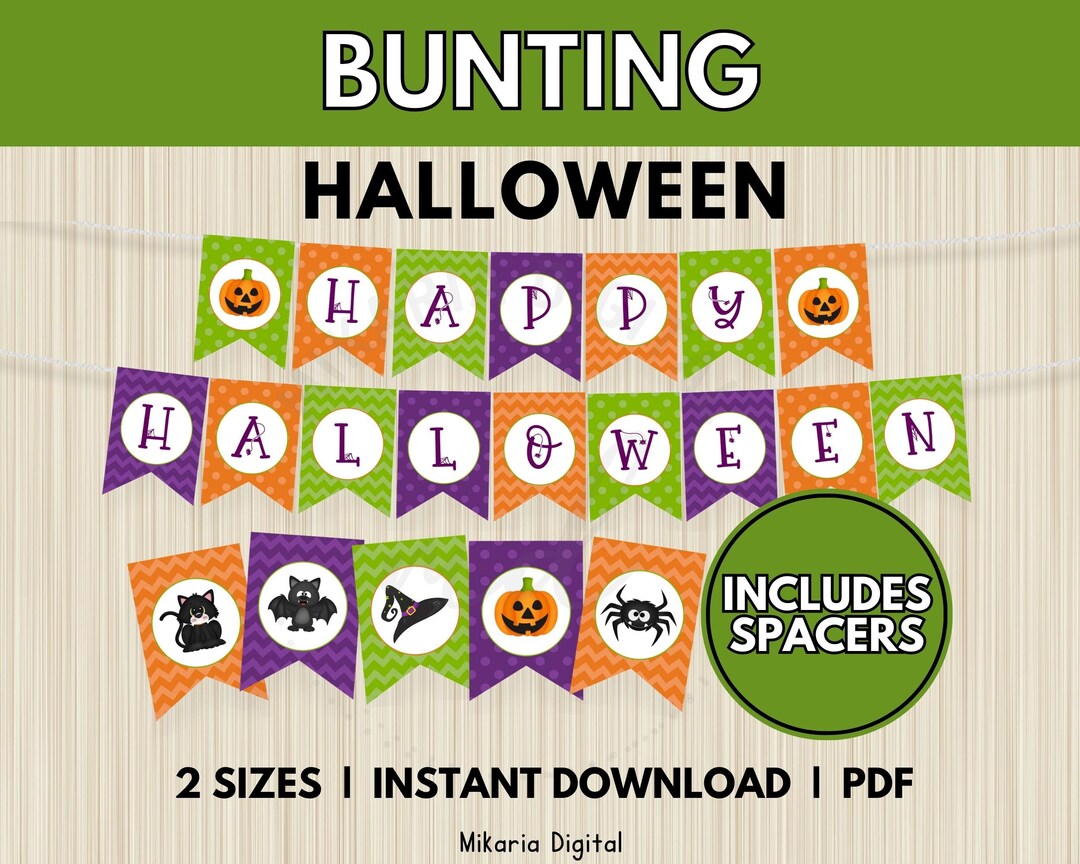Happy Halloween Bunting Printable, Spooky Halloween Banner, Halloween ...