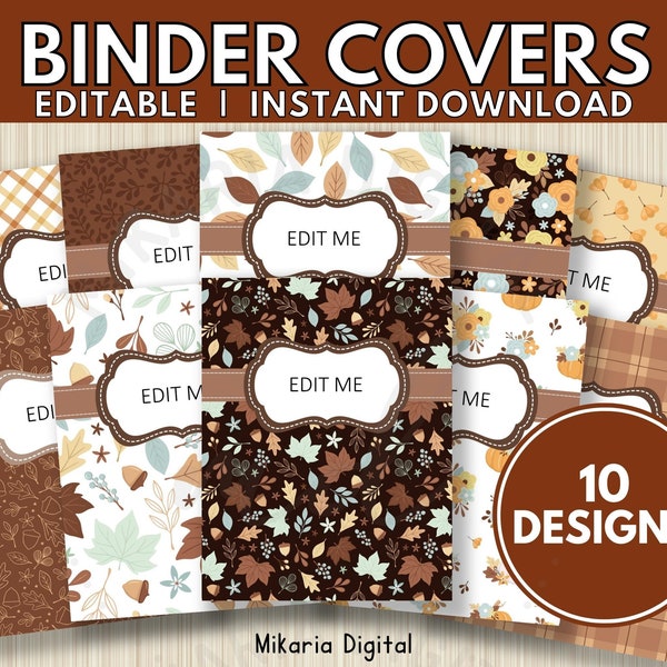 Fall Binder Cover and Spine, Printable Fall Binder Inserts, Fall Notebook Cover for School, Fall Planner Insert, Fall Notepad Template