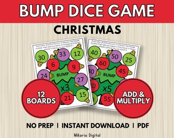 Christmas Game for Kids, Kindergarten Math Game, Multiplcation Practice, Math Practice Sheets, Math Center, Multiplication Facts