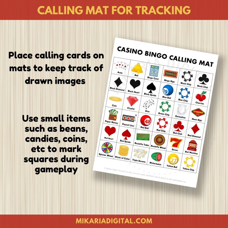 Casino Party Games for Adults Printable Bingo Cards Casino Etsy