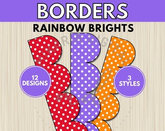 Rainbow Bulletin Board Borders Classroom Decor Printable, Rainbow Wall Decor for Kids, Rainbow Decorations for Wall, Bulletin Board Kit