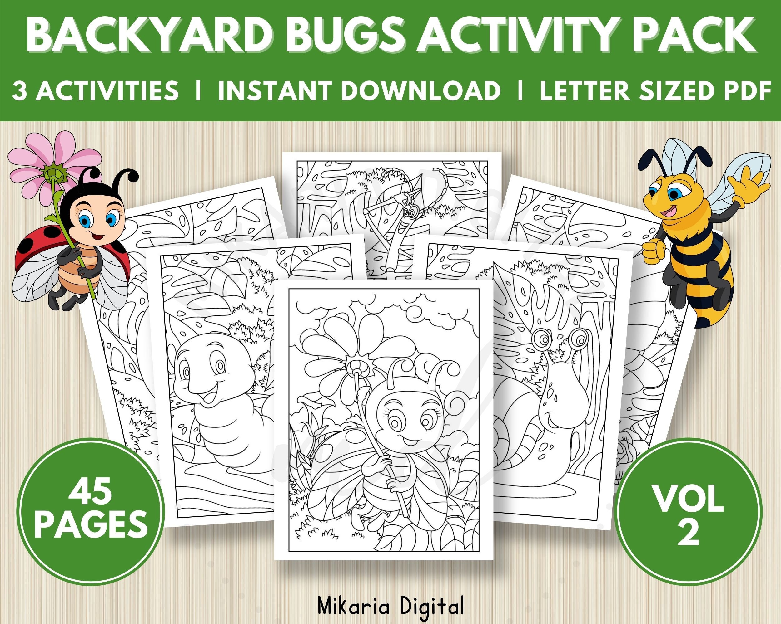 Insect Coloring Pages, Insect Birthday Party Favors, Bug Gift for Boys, Connect the Dots for Kids, Printable Preschool Tracing Worksheets