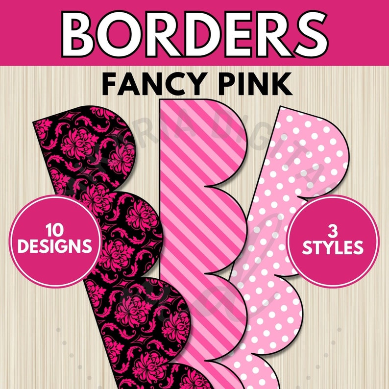 Pink Bulletin Board Borders Classroom Decor Printable Pink Etsy