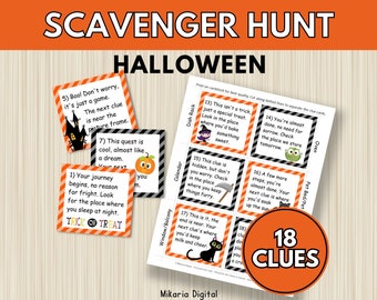 Halloween Treasure Hunt for Kids, Halloween Games for Children, Printable Scavenger Hunt Gift for Boys, Halloween Party Favors for Girls