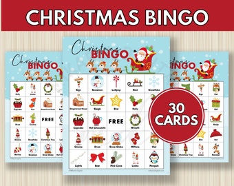 Christmas Bingo Cards Printable, Holiday Party Favors for Kids, Holiday Bingo Game, Toddler Learning Activity, Road Trip Activity, C1