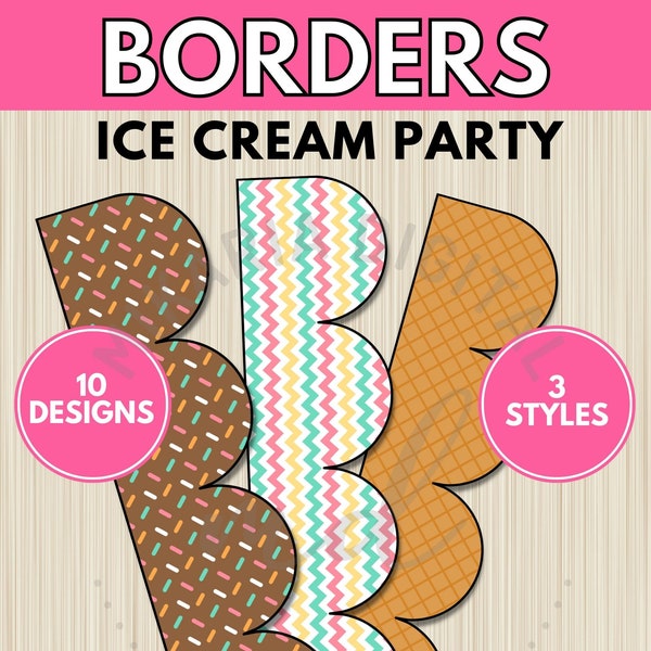 Ice Cream Bulletin Board Borders Classroom Decor Printable, Ice Cream Party Decor for Wall, Sweet Wall Decor for Kids, Bulletin Board Kit
