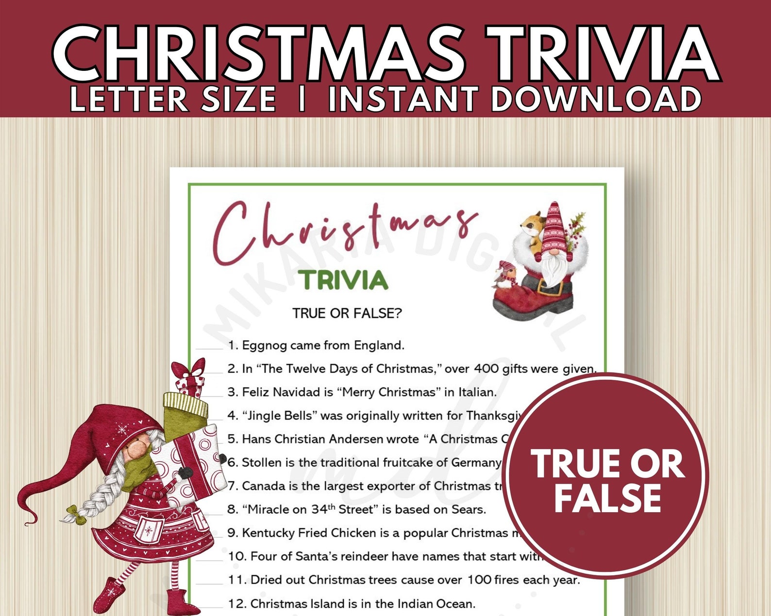 Printable Christmas Trivia Party Games for Adults, Christmas Party ...
