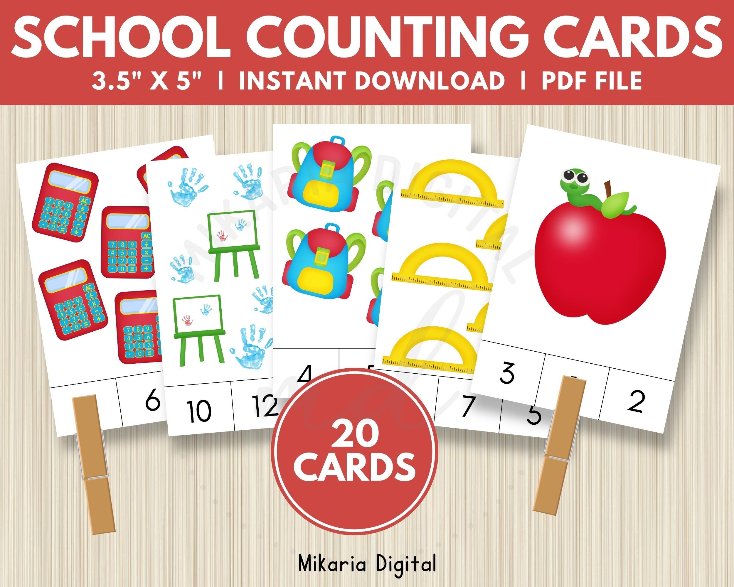 1-20 Numbers Counting Clip Cards Printable Number Flashcards - Etsy