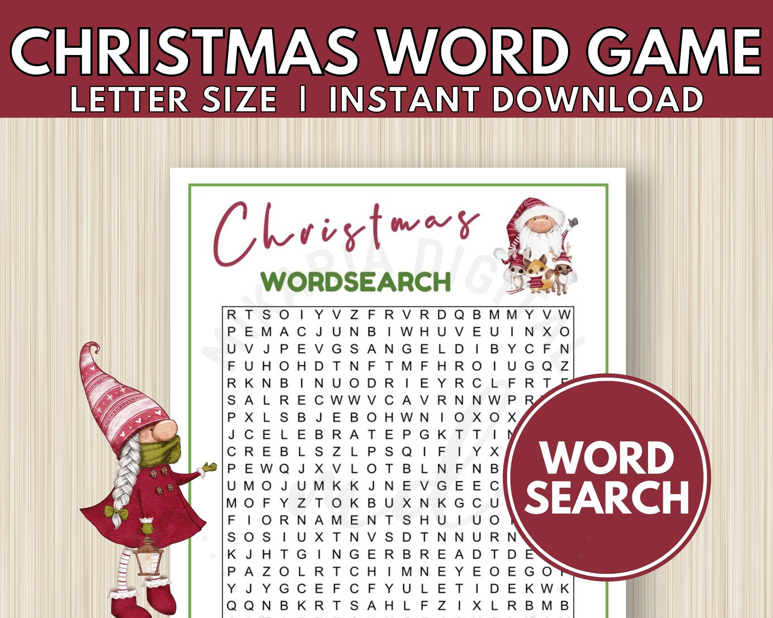 Printable Christmas Word Search Game Christmas Party Game for Etsy