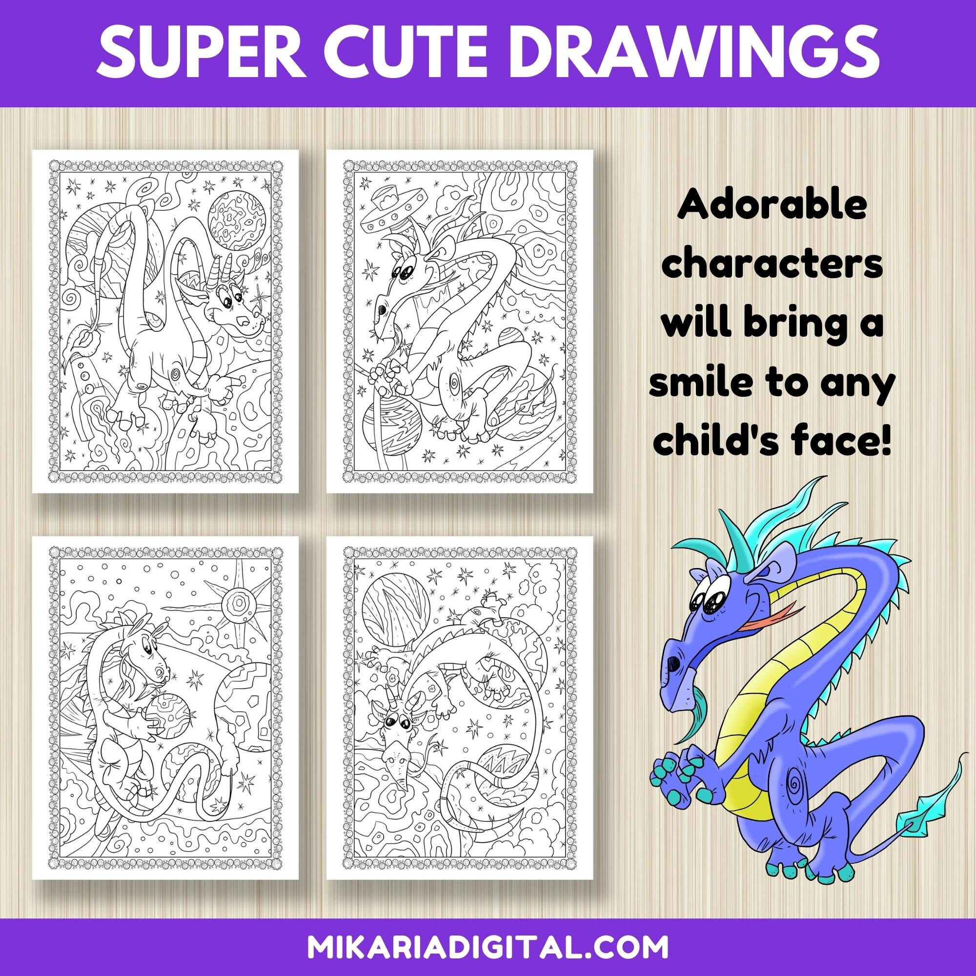 Dragon Coloring Page Printable, Dragon Birthday Party Favors for Kids ...