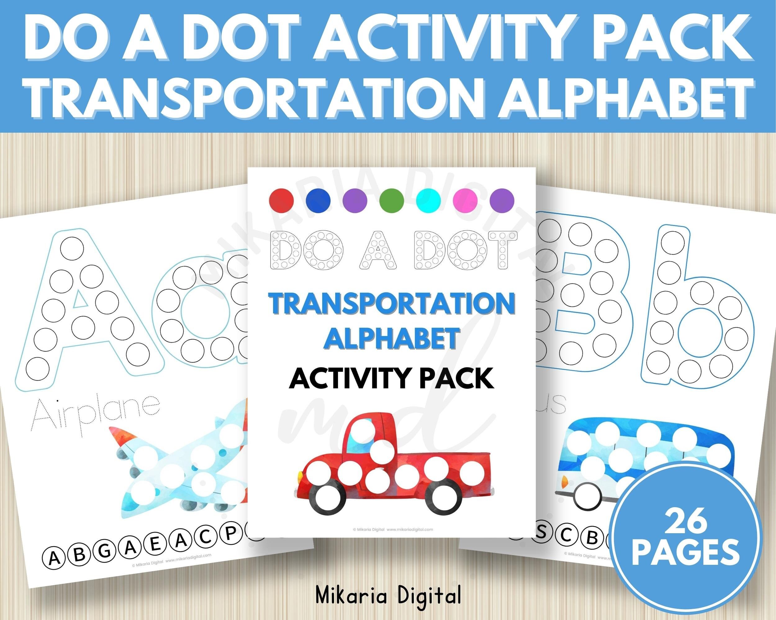 transportation alphabet printable worksheets do a dot etsy