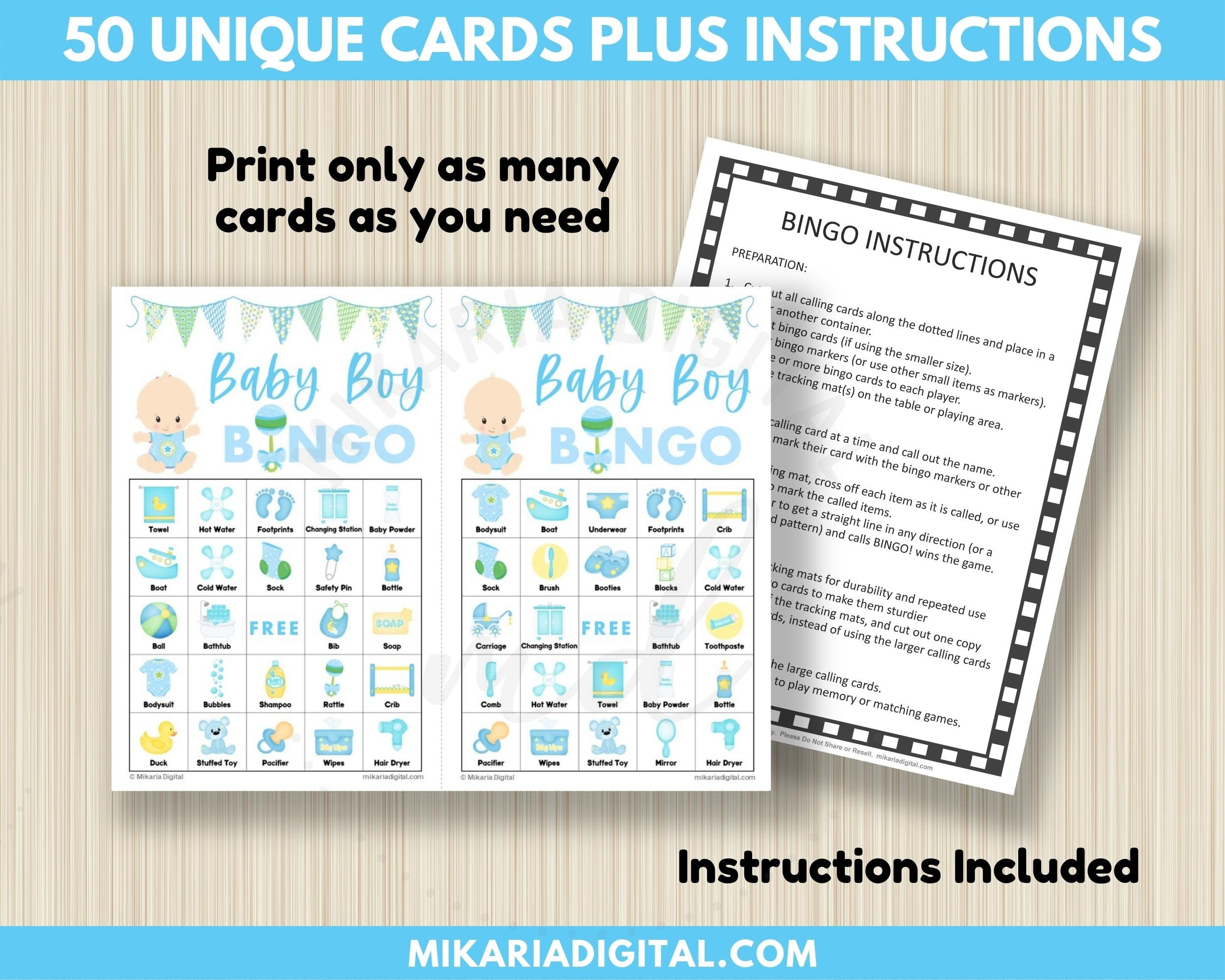 Baby Boy Bingo Cards Printable Boy Baby Shower Games Baby - Etsy